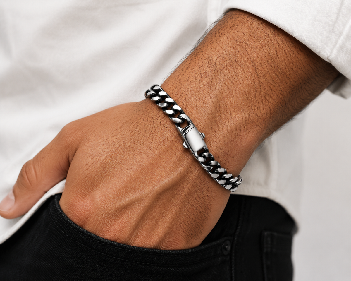 Silver Cuban Link Bracelet for Men