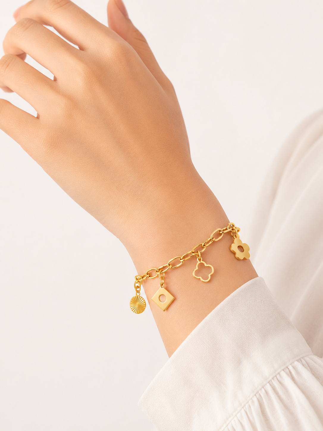 Gold Charm Floral Bracelet