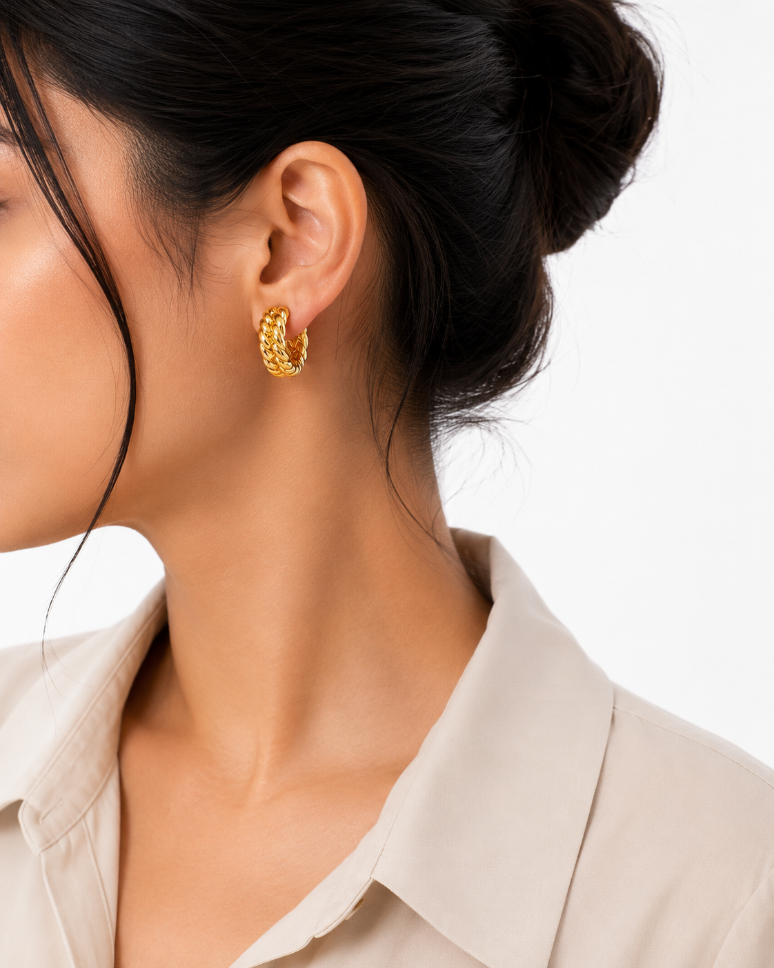Gold Braided Hoops