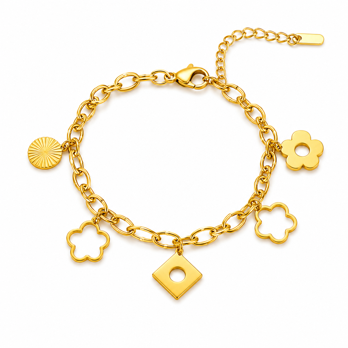 Gold Charm Floral Bracelet