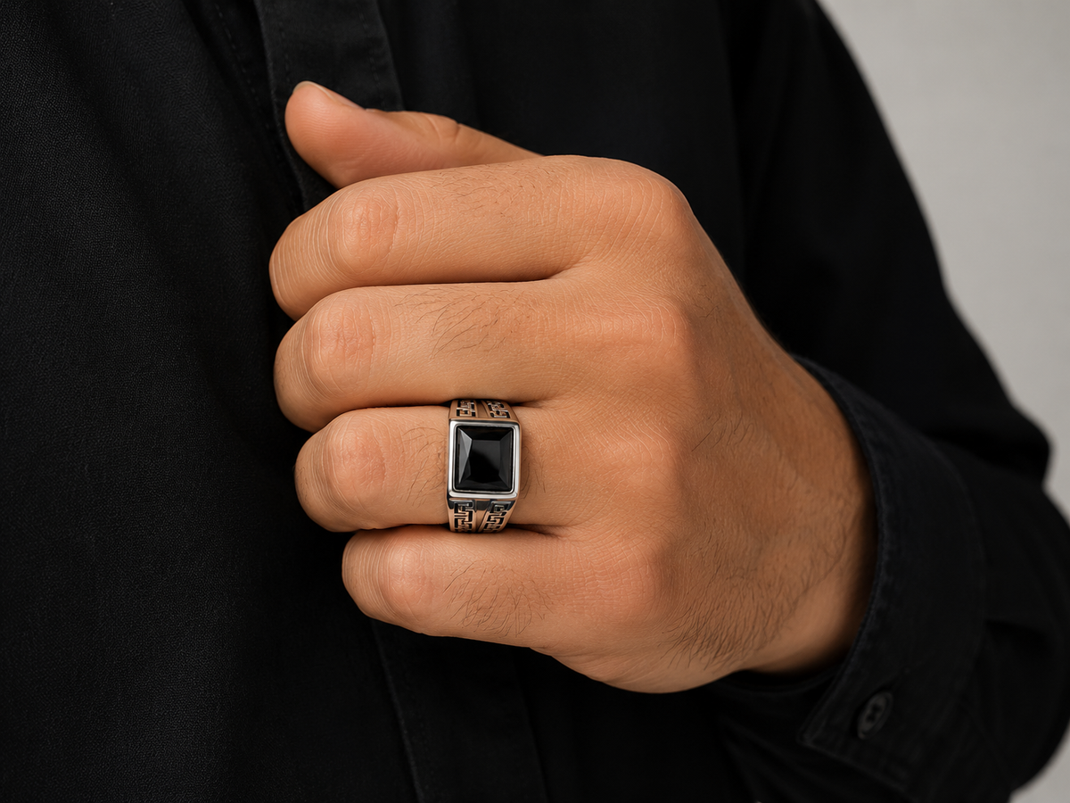 Bold Signet Silver Ring for Men