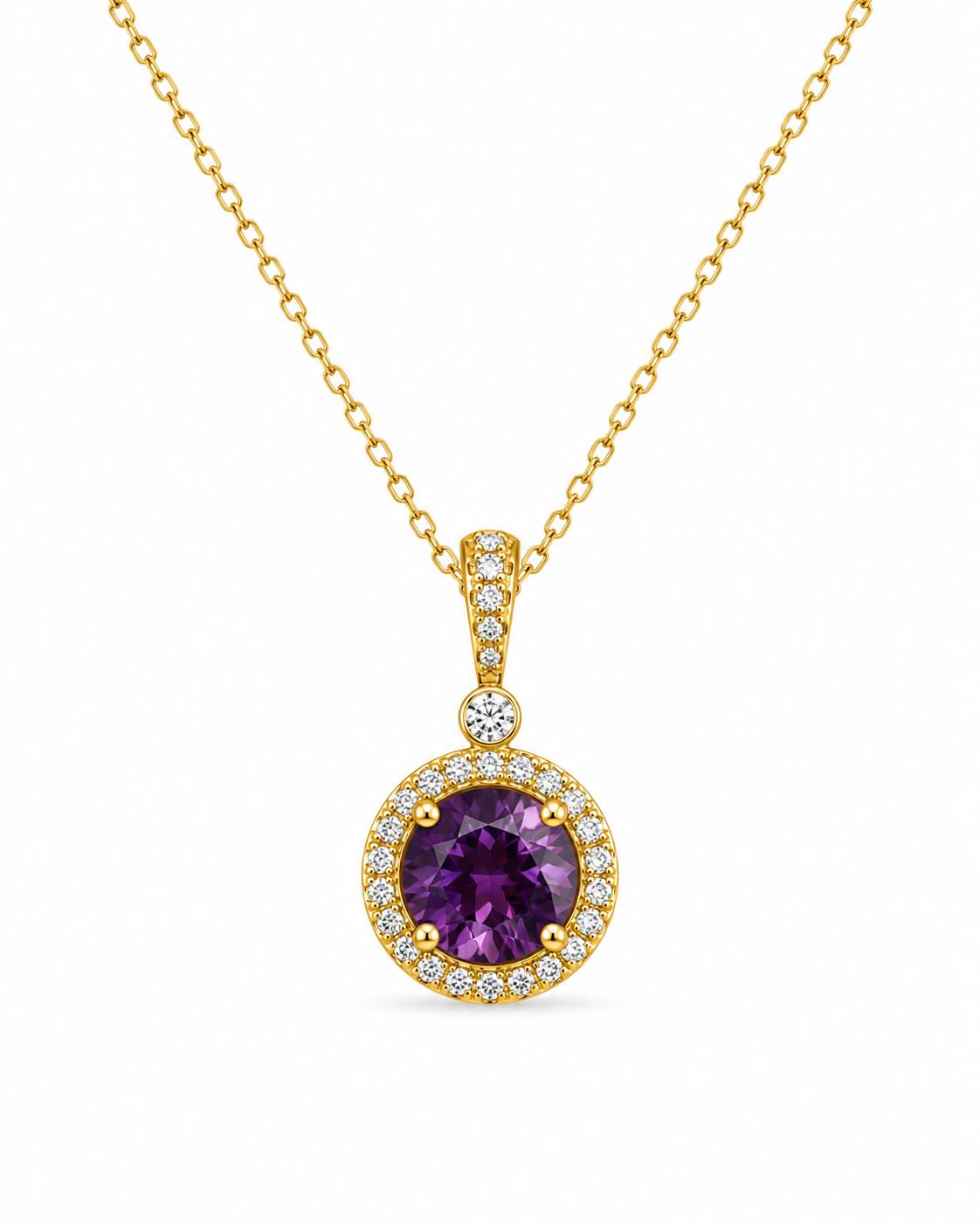 Gold Purple Gemstone Pendant