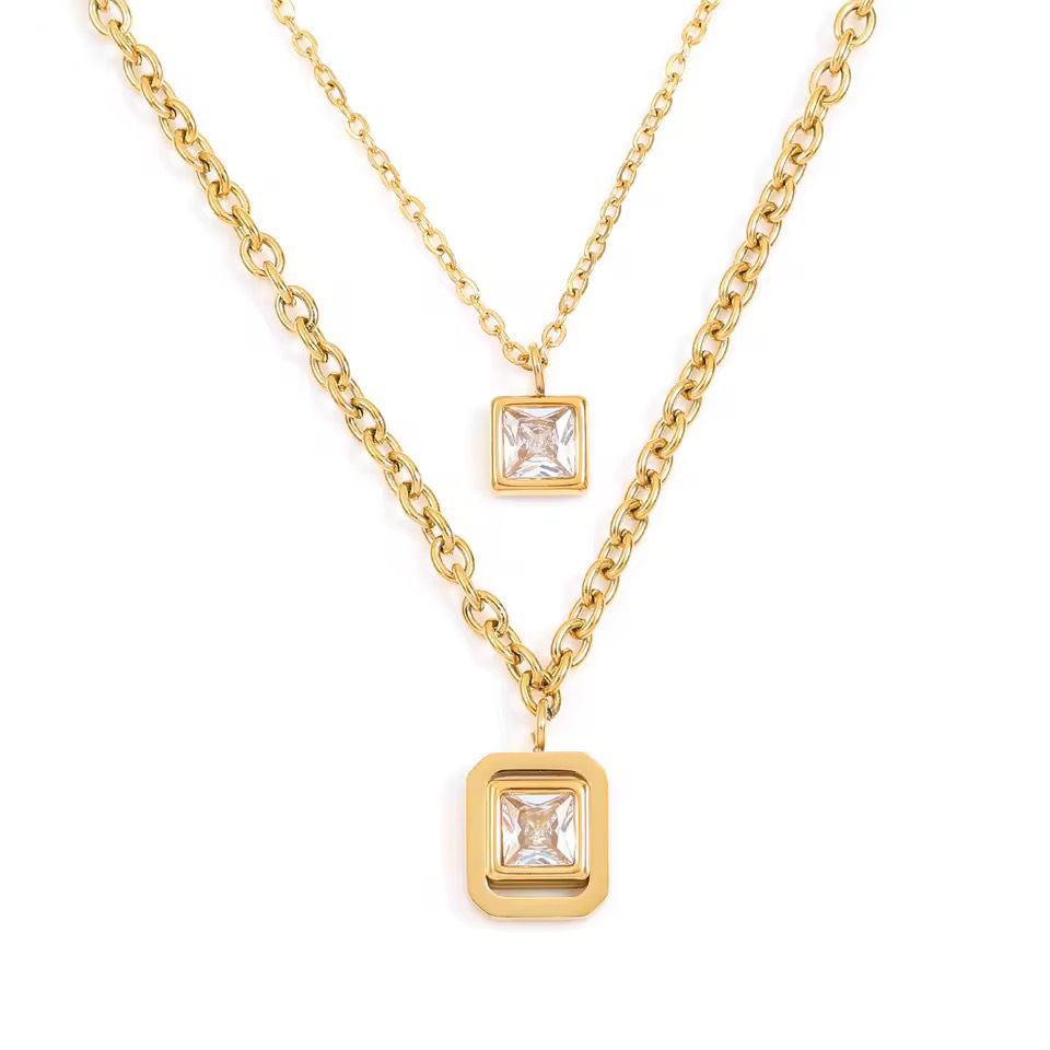 Double Layer White Stone Pendant
