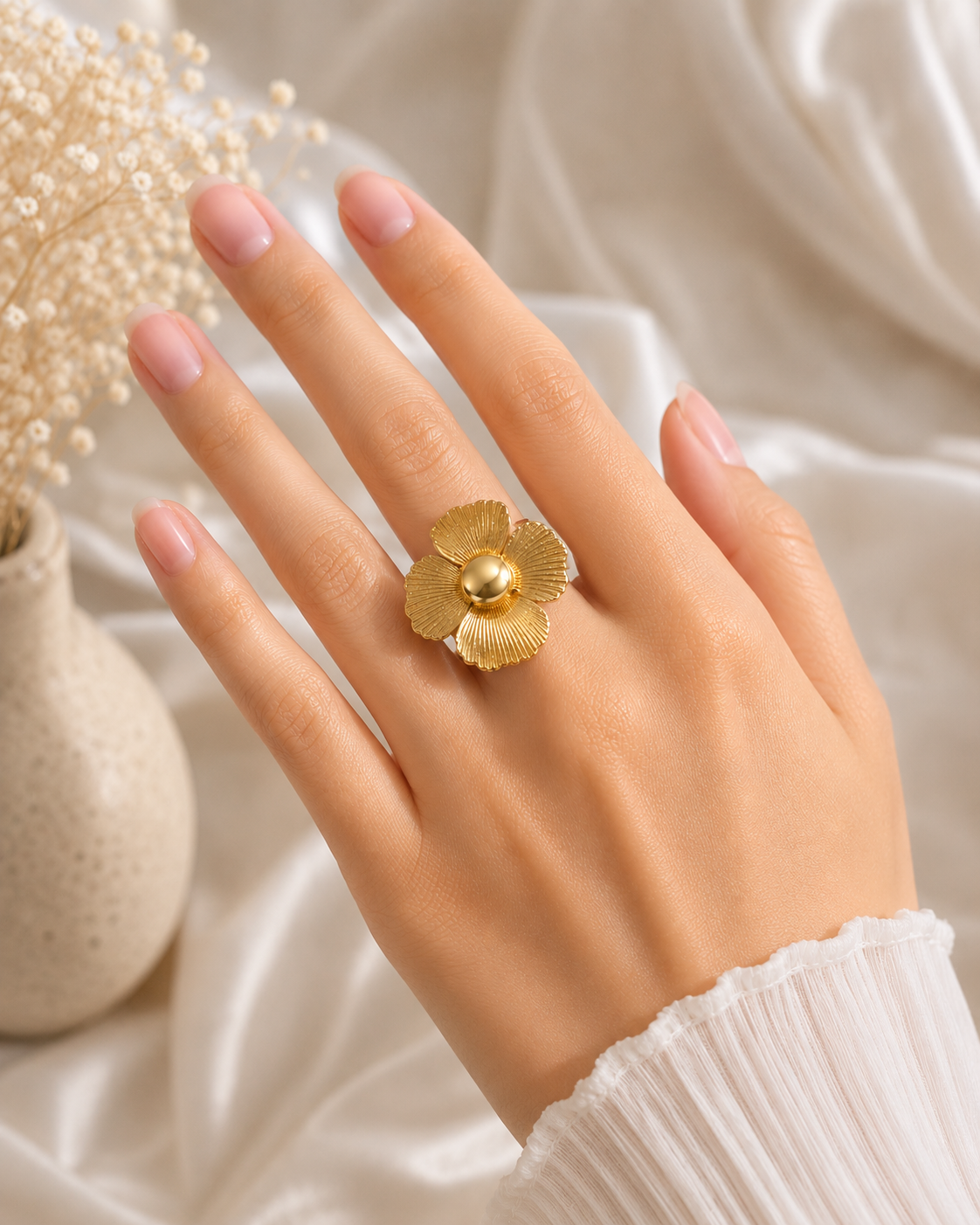 Floral Textured Petal Ring