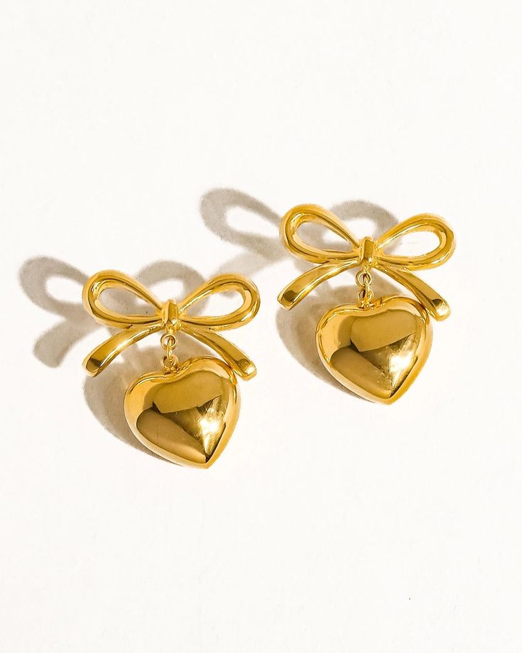 Dainty Bow Heart Earrings