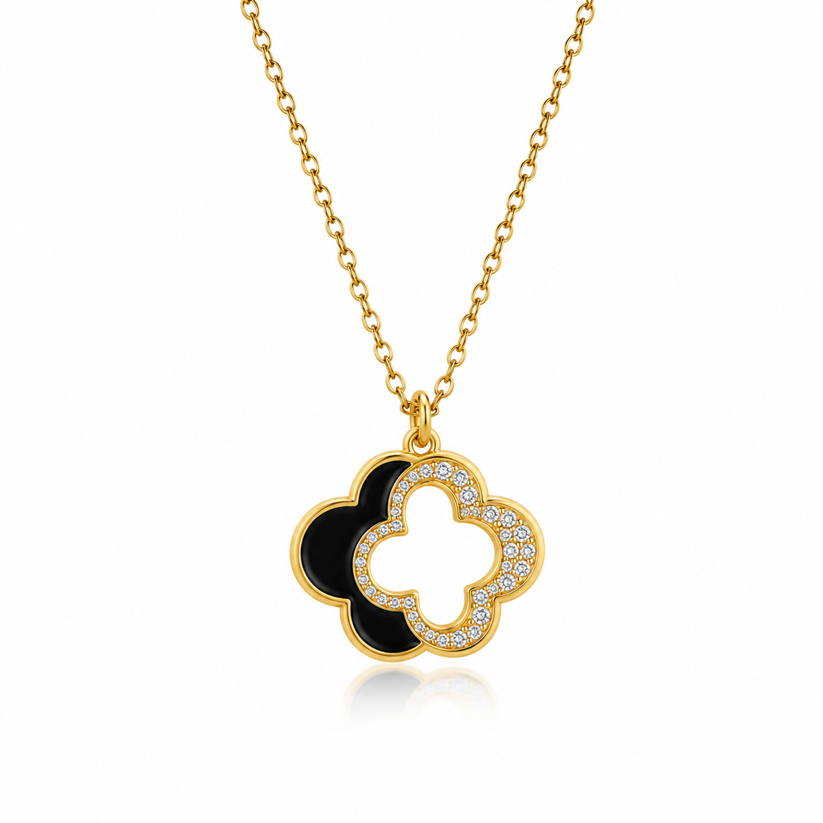 Gold Enamel Clover Pendant