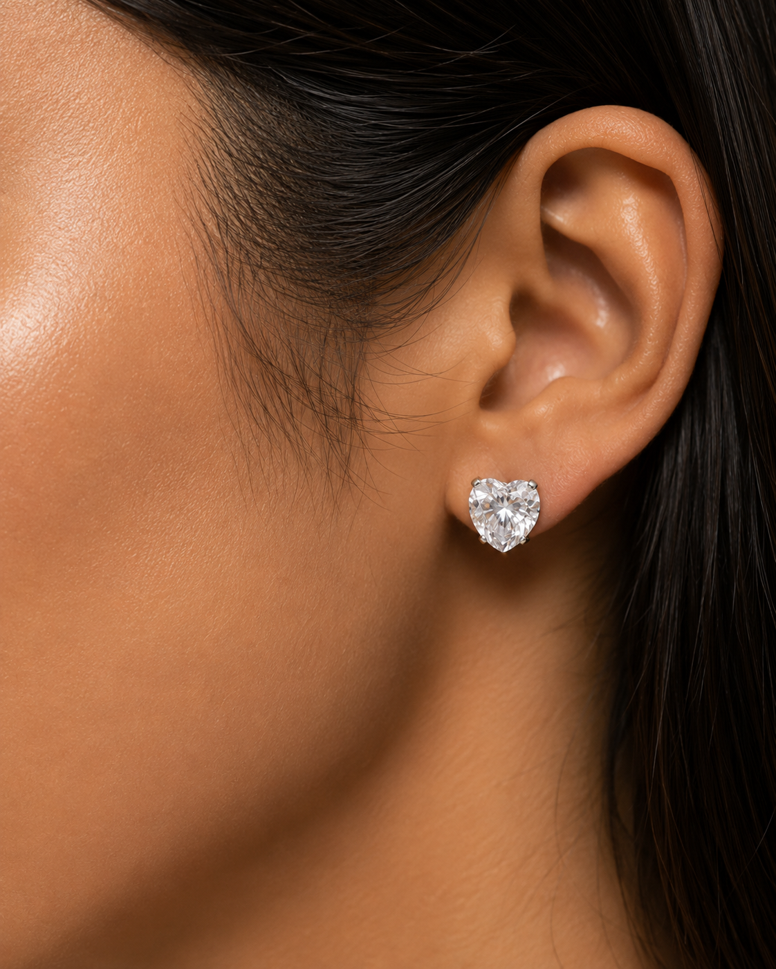 Diamond Heart Studs