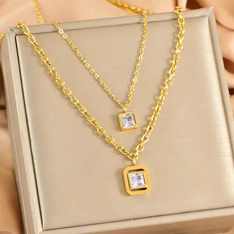 Double Layer White Stone Pendant